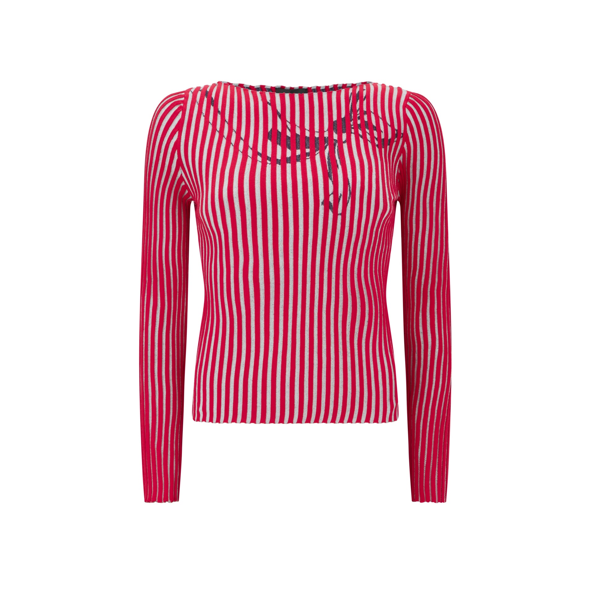 Ede & Ravenscroft | Emporio Armani Pink White Ribbed Graphic Sweater