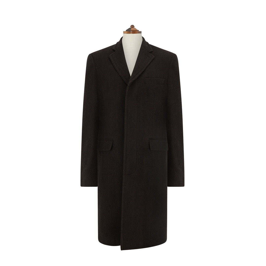 Warrington Brown Herringbone Cashmere Coat