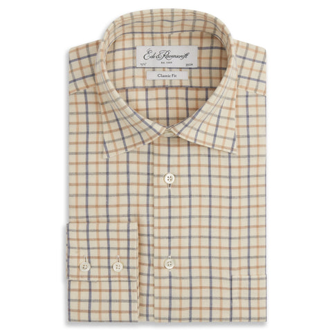 Aragon Beige Cotton Cashmere Check Shirt