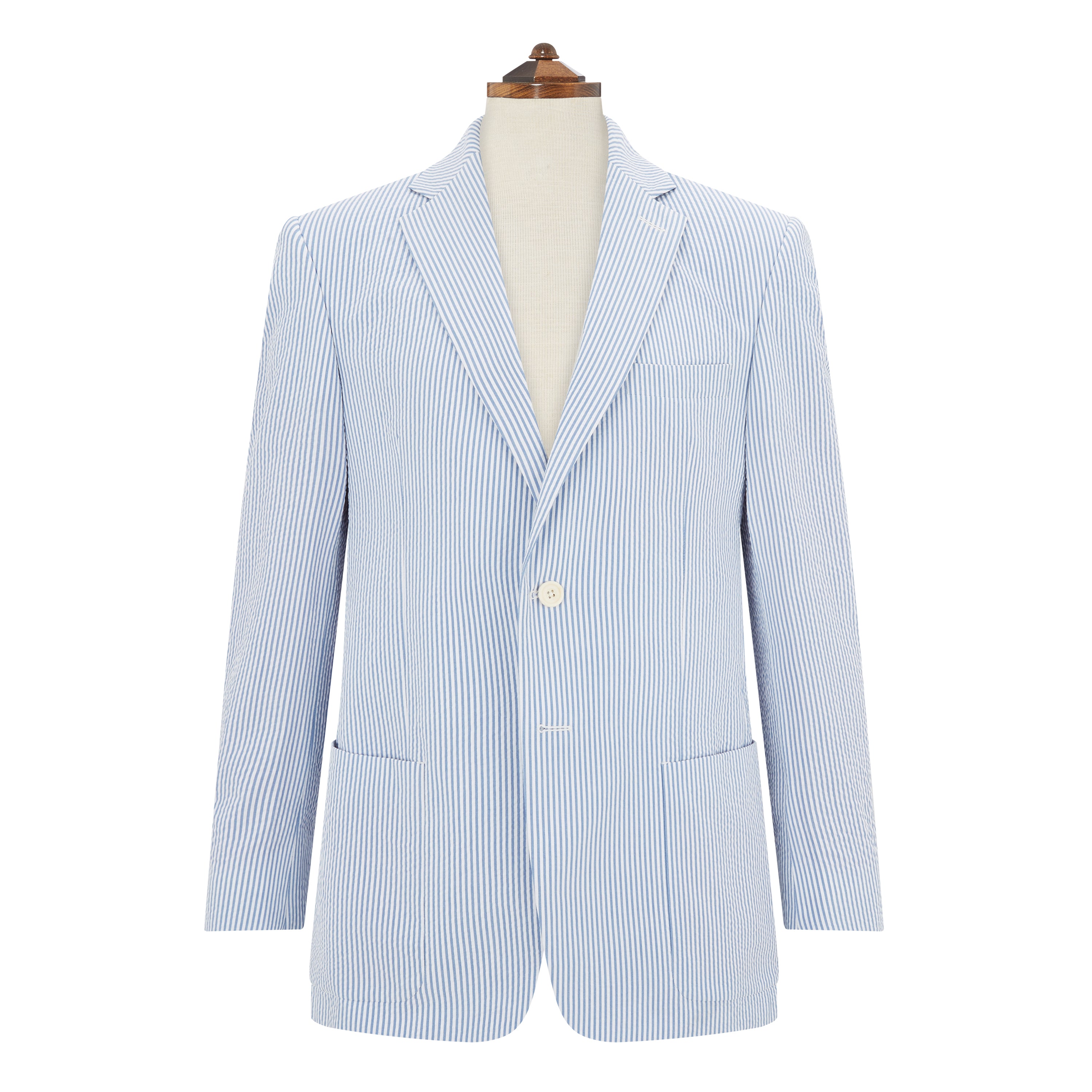 Ede & Ravenscroft | Edgar Seersucker Jacket | White Blue