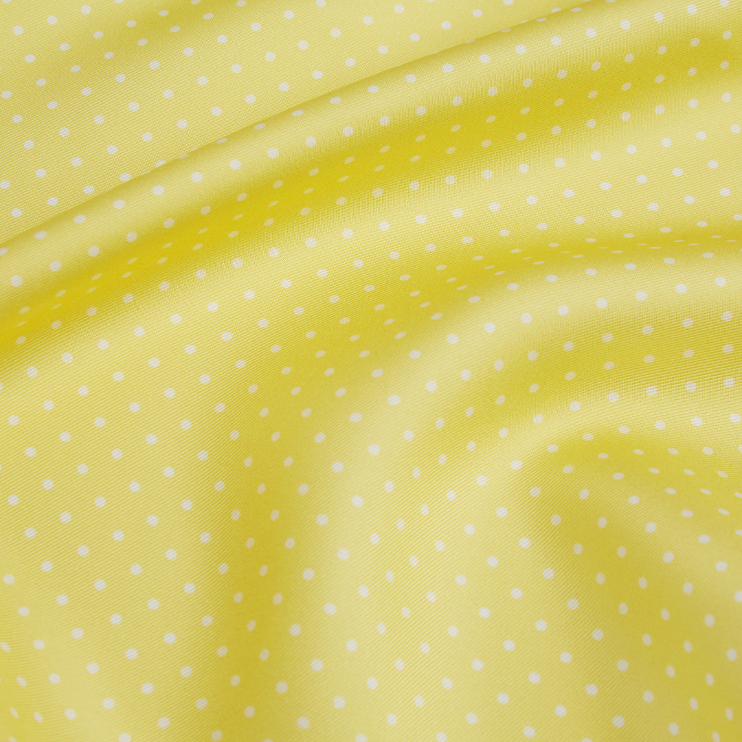 Yellow and White Micro Spot Print Silk Pkt Square
