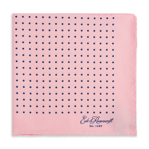 Pink and Navy Spot Printed Pocket Square