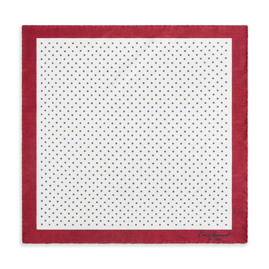 White Red Spot Silk Pocket Square