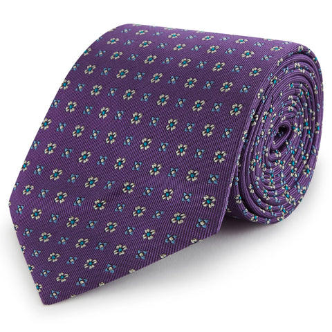 Purple Micro Geometric Woven Silk Tie