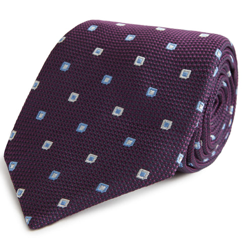Purple and Blue Hopsack Geometric Spot Tie