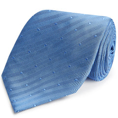 Blue Spot Herringbone Woven Silk Tie