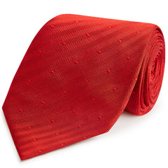 Red Spot Herringbone Woven Silk Tie