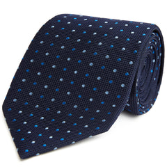 Navy Blue Textured Spot Woven Silk Tie