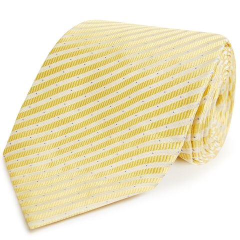 Yellow Stripe Spot Woven Silk Tie