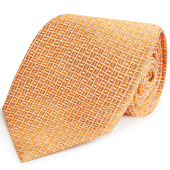 Orange Dash Geometric Woven Silk Tie