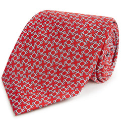 Red Chain Printed Silk Tie