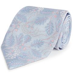 Blue And Pink Acorn Jacquard Woven Silk Tie