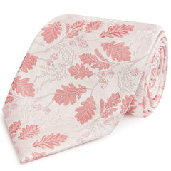 Pink Acorn Jacquard Woven Silk Tie