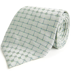 Green Diamond Grid Woven Silk Tie