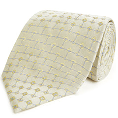 Yellow Diamond Grid Woven Silk Tie