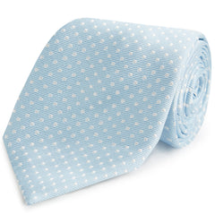 Pale Blue and White Small Spot Woven Silk Tie