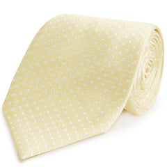 Pale Yellow and White Small Spot Woven Silk Tie