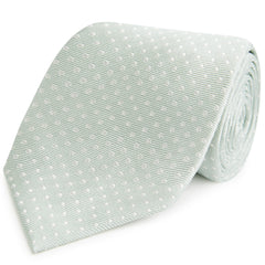 Pale Green and White Small Spot Woven Silk Tie