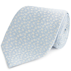 Blue And Yellow Micro Floral Jacquard Woven Silk Tie