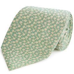 Green And Purple Micro Floral Jacquard Woven Silk Tie