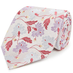 Pink Large Floral Woven Silk Tie