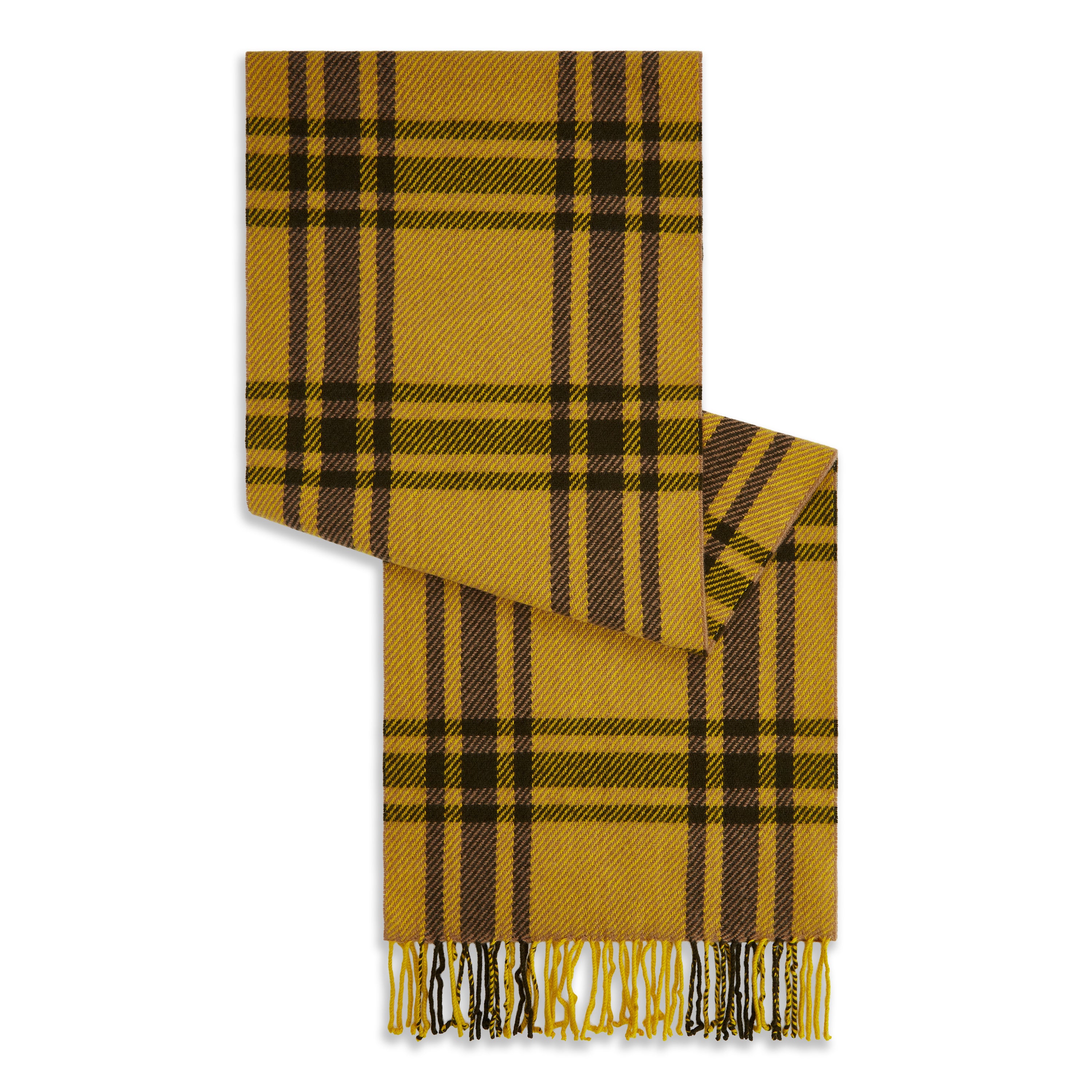 Ede Ravenscroft Check Lambswool Cashmere Scarf Yellow