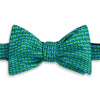 Green and Blue Trumpet Printed Silk Self Bow Tie