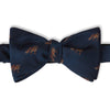 Navy and Brown Fox Twill Woven Silk Self Bow Tie