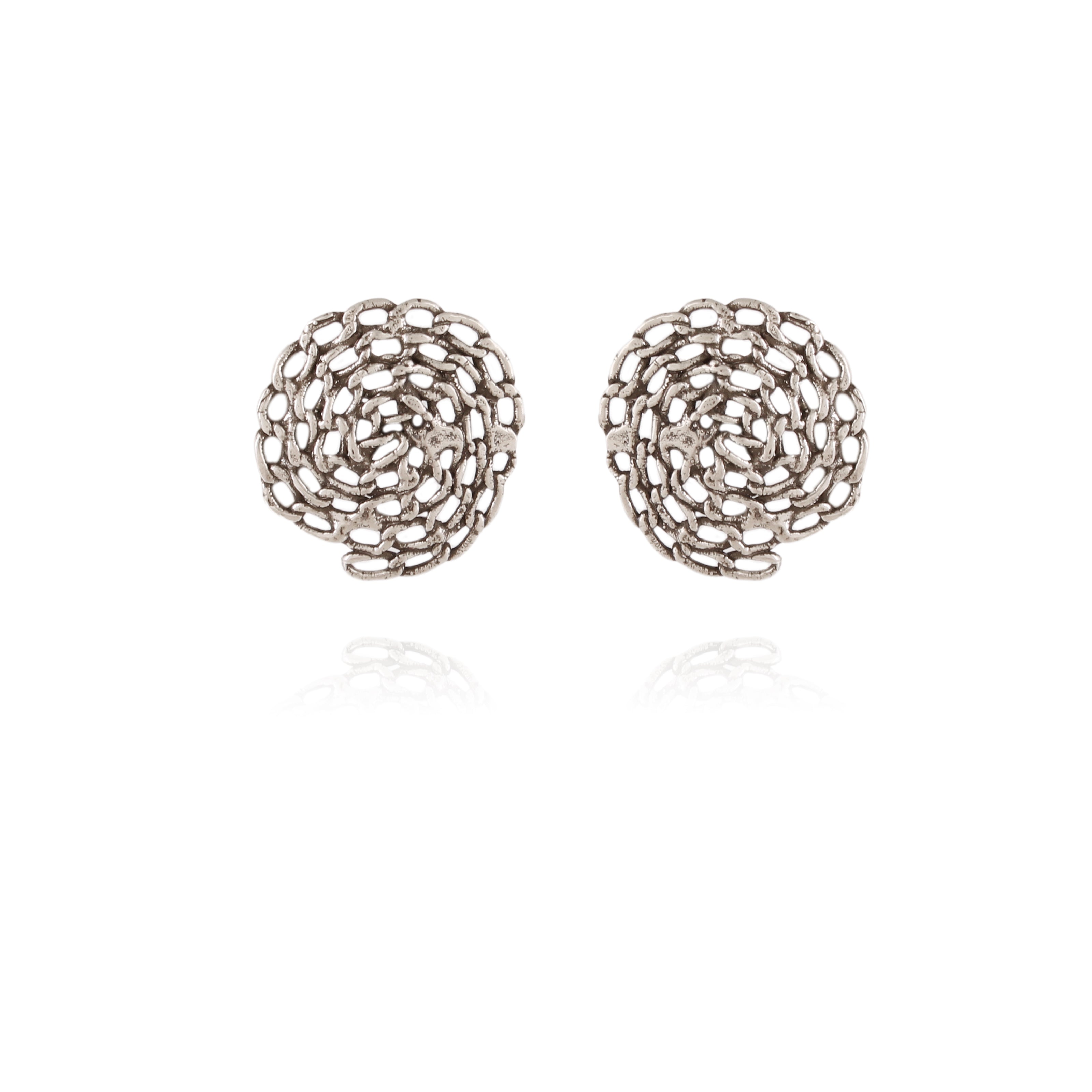 Ede & Ravenscroft | Gas Bijoux Onde Gourmette Studs Earrings | Silver