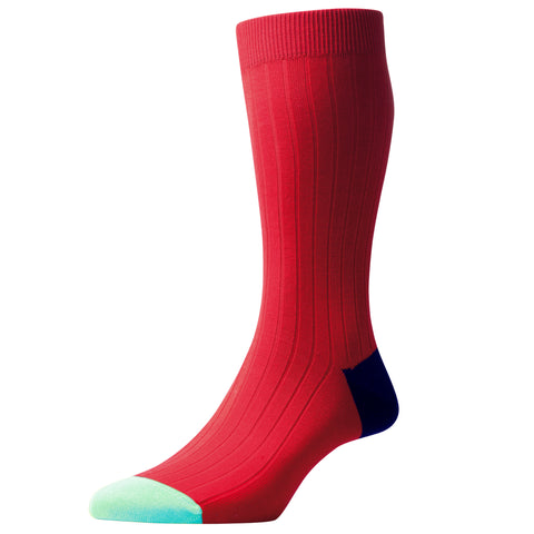 Salton Red Contrast Heel and Toe Socks