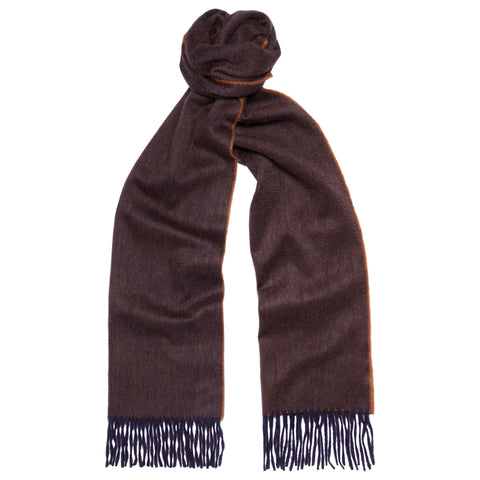 Arran Reversible Navy and Brown Cashmere Scarf