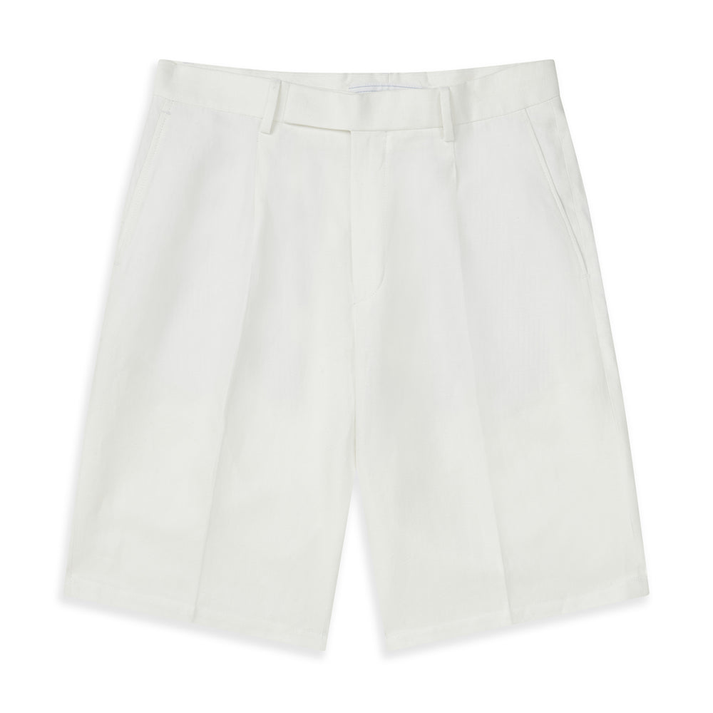 Tully Chalk White Twill Linen Shorts