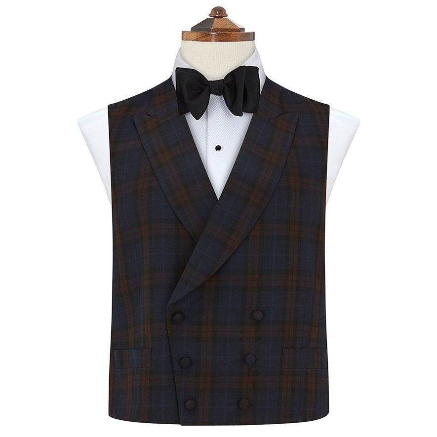 Hayward Navy and Red Tartan Wool Waistcoat