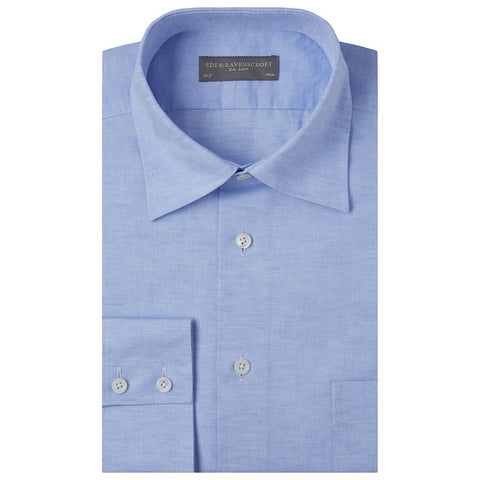 Aragon Pale Blue Cotton and Linen Oxford Shirt