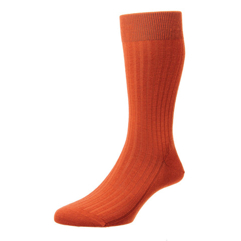 Stockton Burnt Orange Ribbed Wool Socks
