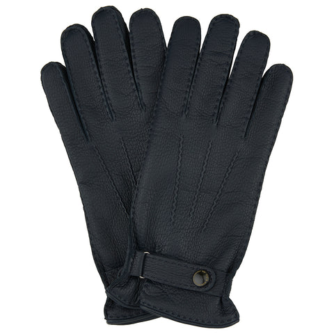 Navy Deerskin Leather Cashmere Lined Gloves