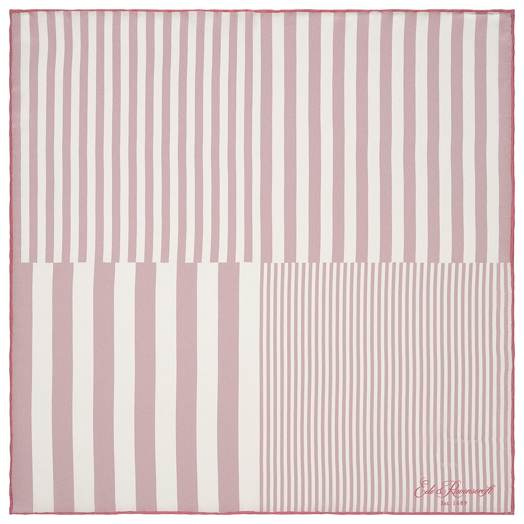Pink Gradient Stripe Printed Silk Pocket Square