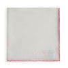 White And Pink Contrast Rolled Hem Linen Pocket Square