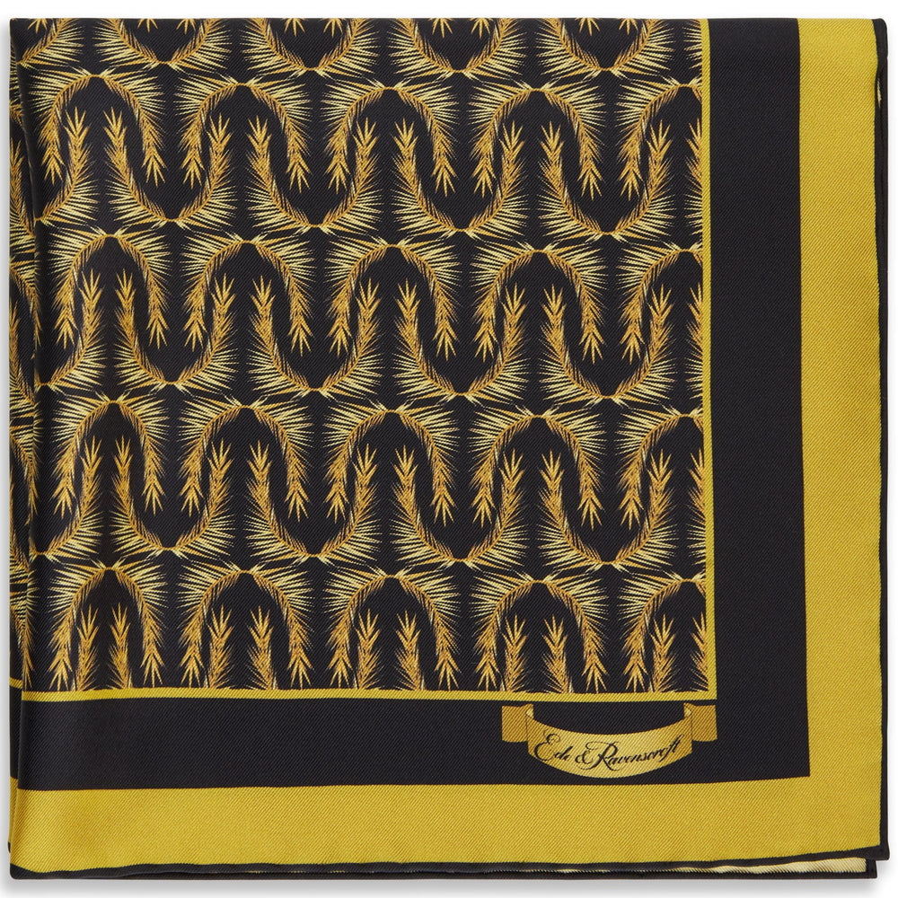 Black and Gold Palace Gate Palm Pocket Square
