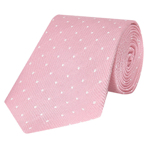 Pink Textured Spot Woven Silk Tie