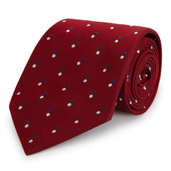Red and Blue Multi Spot Woven Silk Tie