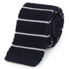 Navy and White Knitted Barre Stripe Tie