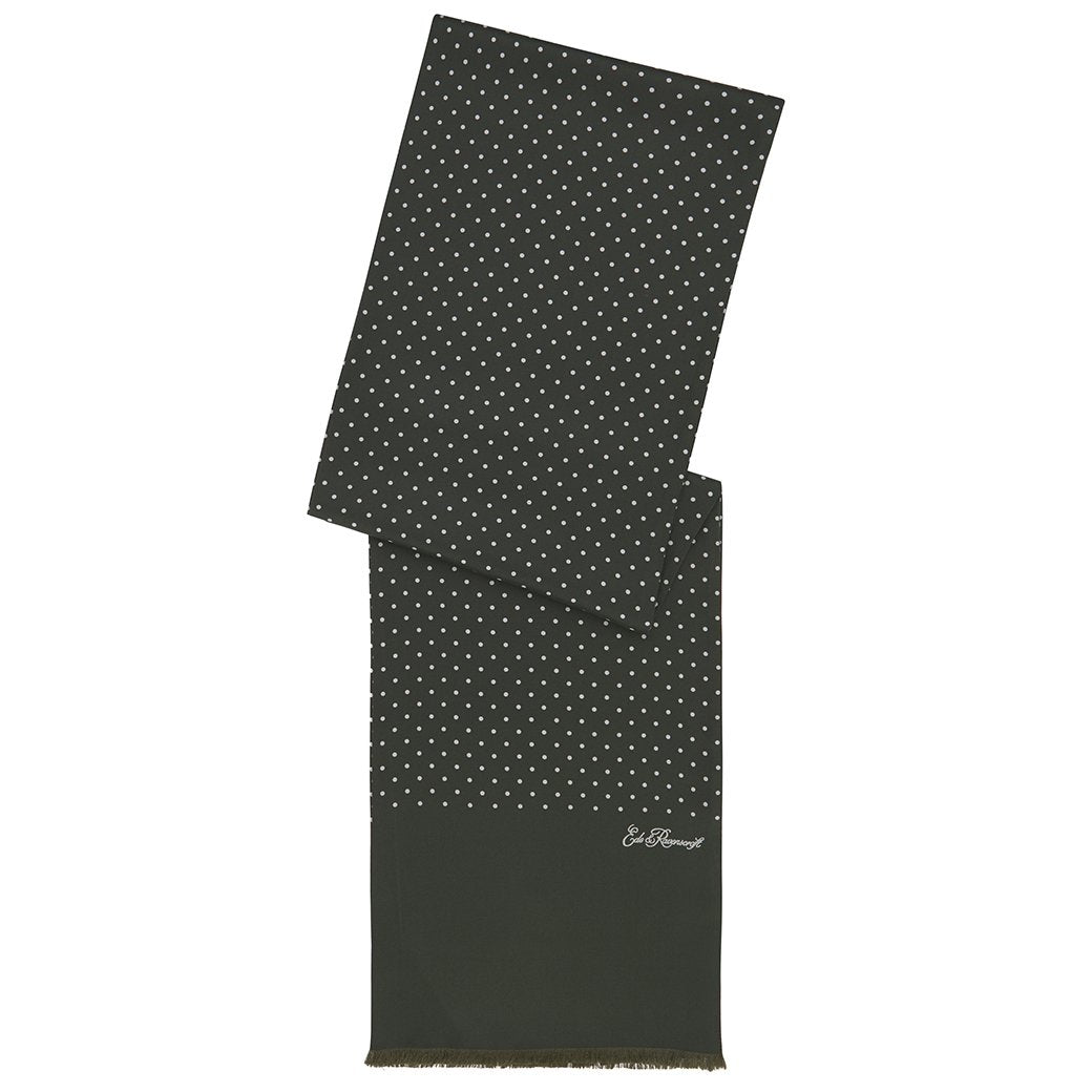 Green and White Spot Printed Silk Scarf - Main Image