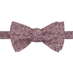 Mauve and Green Ditsy Flower Printed Silk Butterly Bow Tie