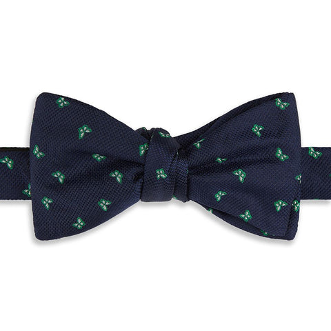 Navy and Green Butterfly Silk Bow Tie