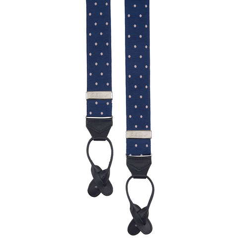 Navy and Pale Pink Webbed Spot Elastic Braces