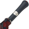 Navy and Burgundy Leather Contrast Top Stitch Handle Two Colour Umbrella