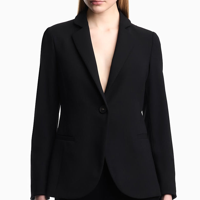 Tailored One Button Wool Stretch Jacket
