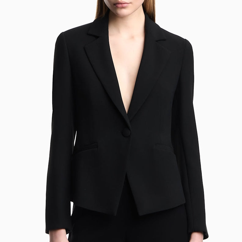 Tailored Short A-Line Cady Crepe Jacket