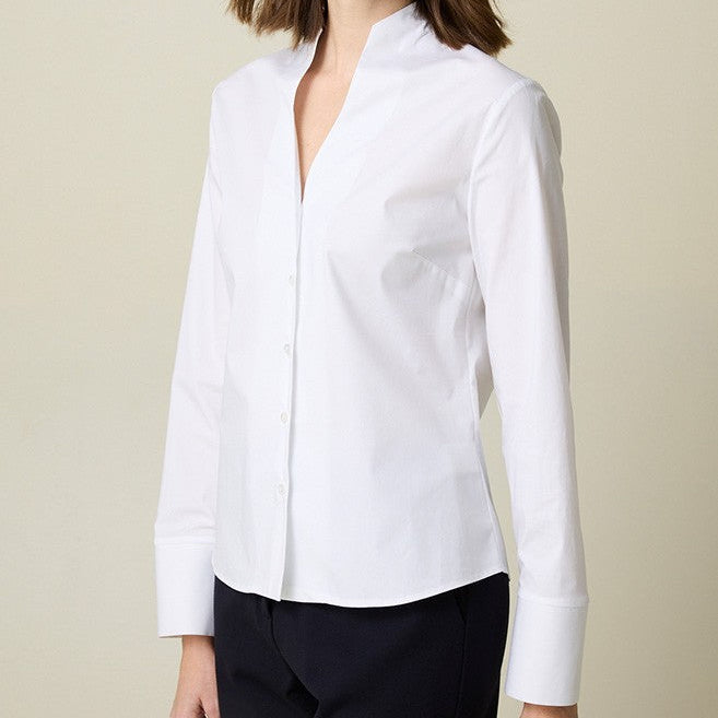 V-Neck Stretch Cotton Shirt